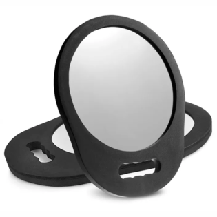 RickiParodi ogledalo z ročajem iz EVA, črno, 23 cm